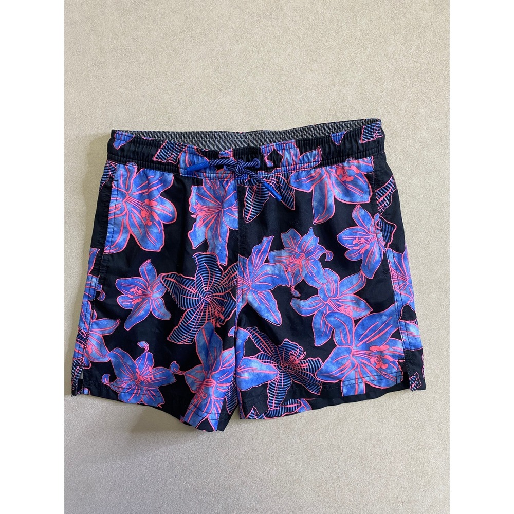 Art Class Boys Floral Swim Trunks Black Pink Blue L 10/12 Tropical Mesh Liner